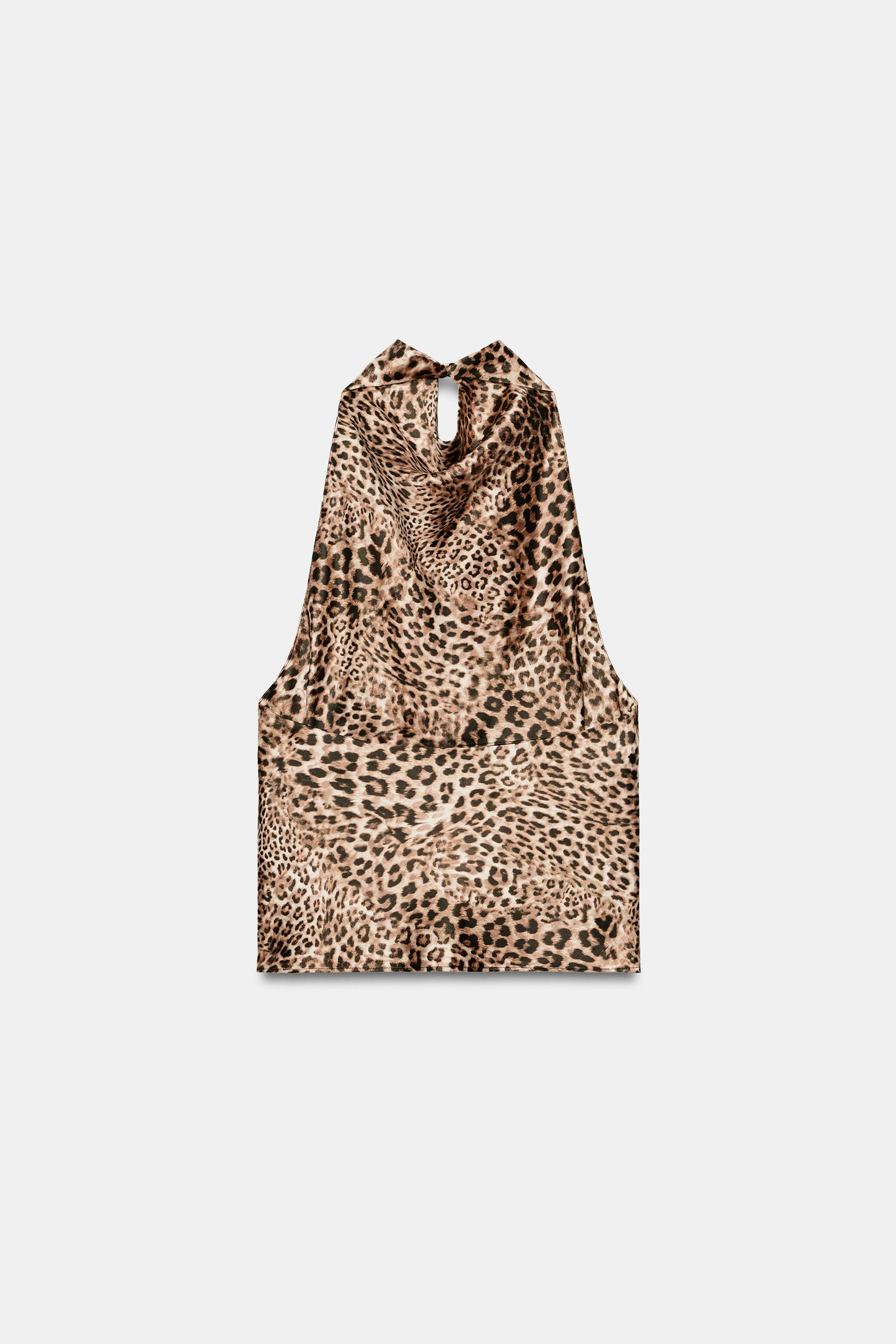 SATIN EFFECT ANIMAL PRINT HALTER TOP | Zara US