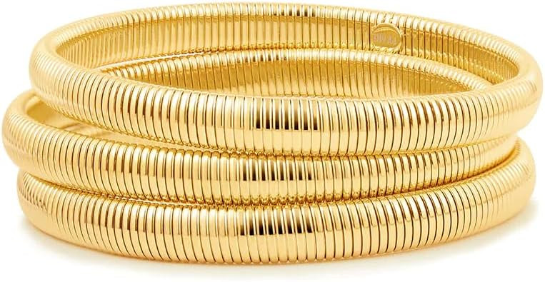 CONRAN KREMIX Gold Chunky Bangle Waterproof Bracelets for Women 14K Real Gold Filled Stainless St... | Amazon (US)
