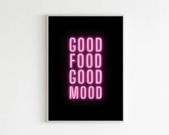 Good Food Good Mood Poster Kitchen Print Neon Sign Art - Etsy | Etsy (US)