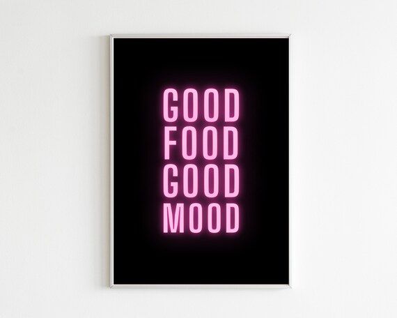 Good Food Good Mood Poster Kitchen Print Neon Sign Art - Etsy | Etsy (US)