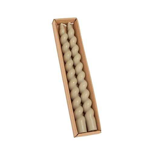 Creative Co-Op 2-Piece Unscented Twisted Taper Candles in Box, Grey | Amazon (US)