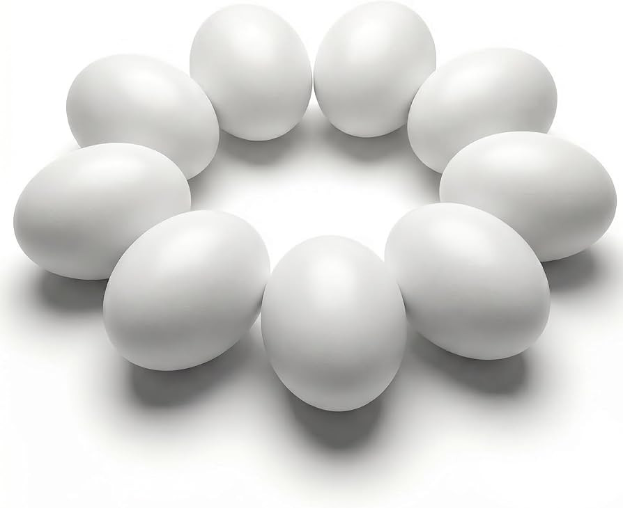 SallyFashion Wooden Fake Eggs, 9 PCS White Easter Eggs | Amazon (US)
