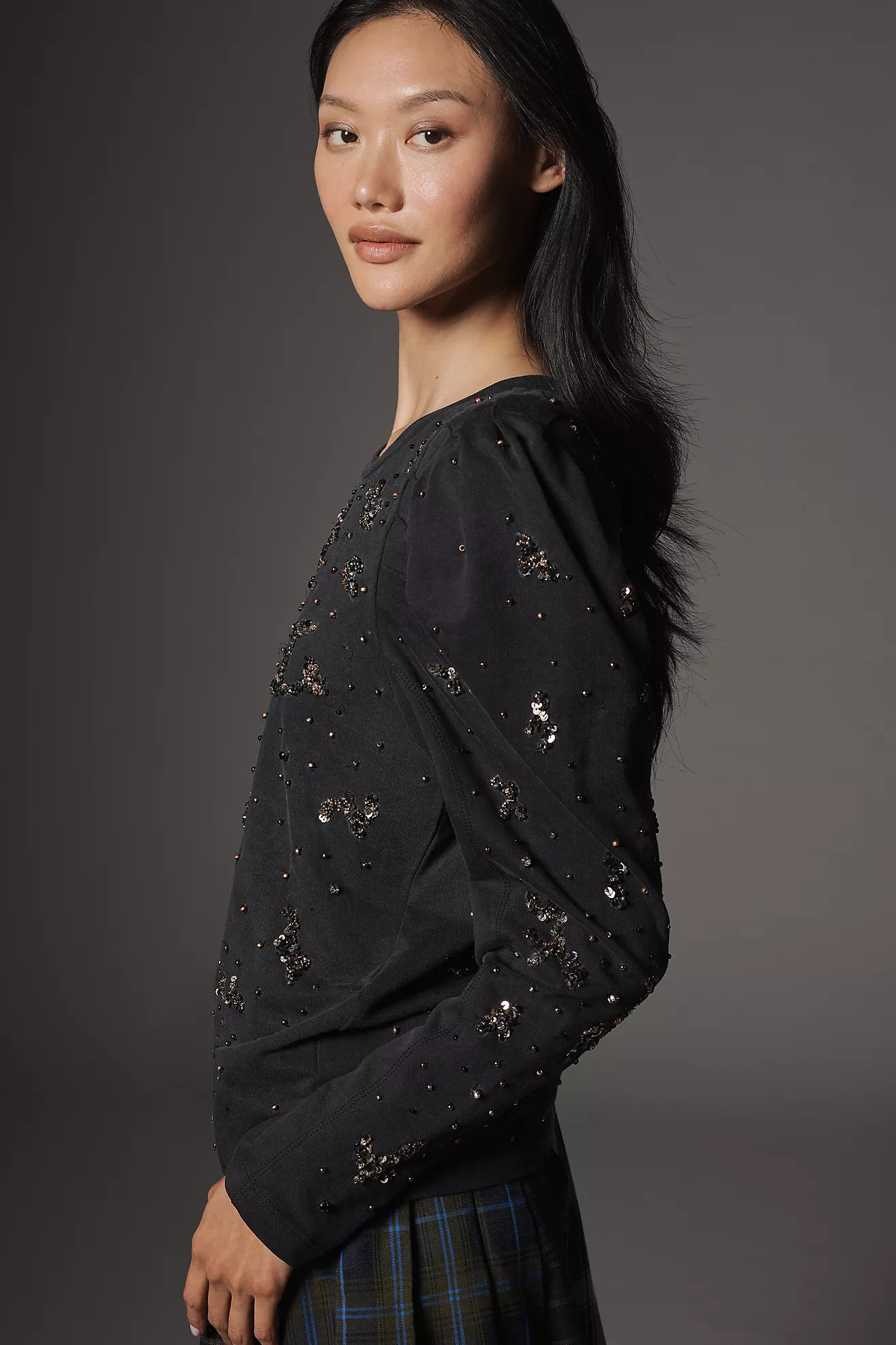 Pilcro Puff-Sleeve Embellished Top | Anthropologie (US)