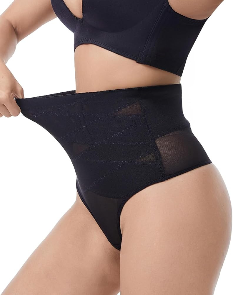 Thong Shapewear Tummy Control Underwear for Women High Waisted Seamless Body Shaper Girdle Pantie... | Amazon (US)