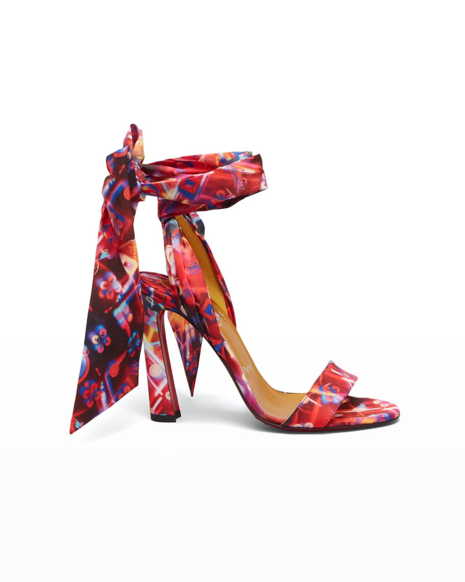 Christian Louboutin Crosse Du Desert Logo-Print Red Sole Sandals | Neiman Marcus