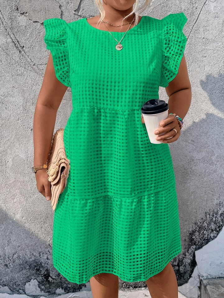 SHEIN LUNE Plus Ruffle Trim Smock Dress | SHEIN