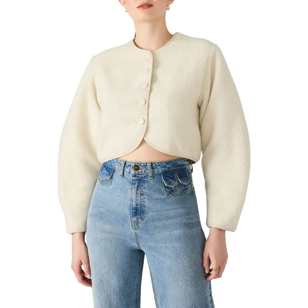 Steve Madden Emlie Collarless Jacket in Cream at Nordstrom Rack, Size Small | Nordstrom Rack