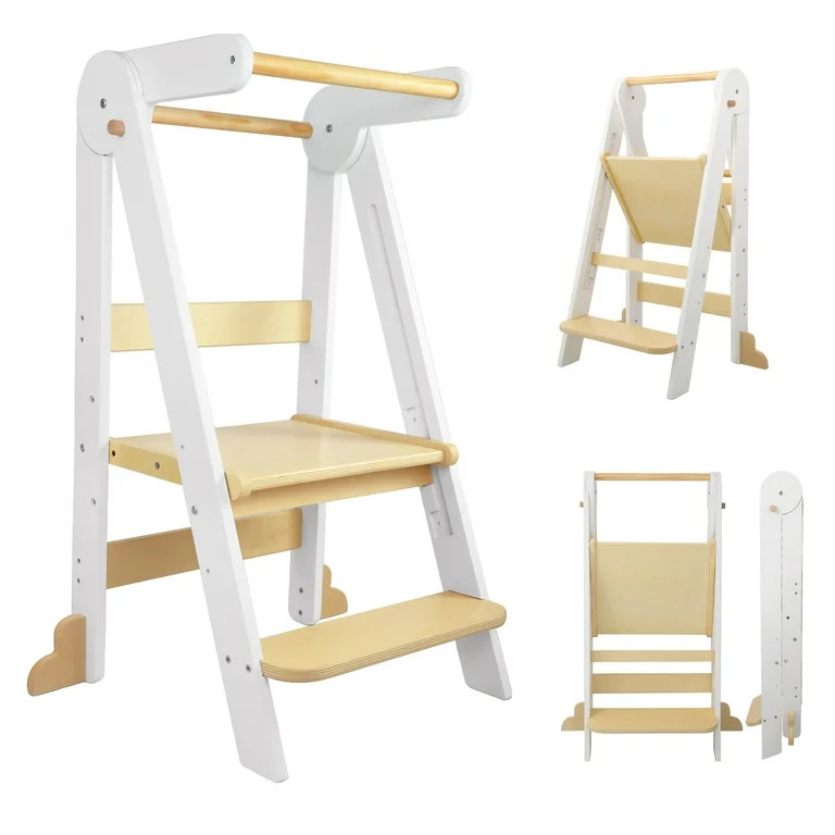 HARPPA Foldable Toddler Kitchen Tower, Standing Stools for Kids Age 1.5-6 Years, White | Walmart (US)