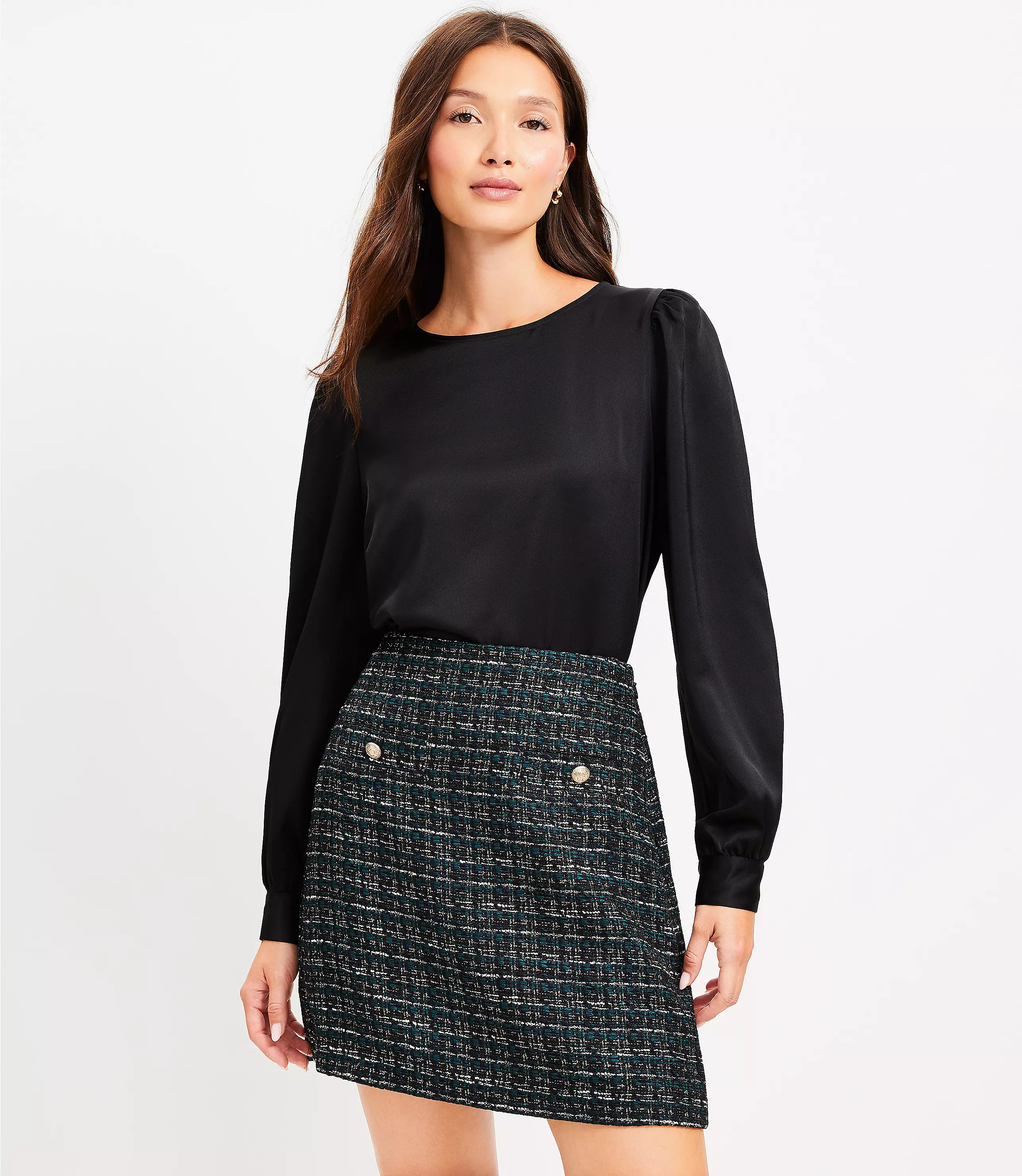 Satin Puff Sleeve Blouse | LOFT