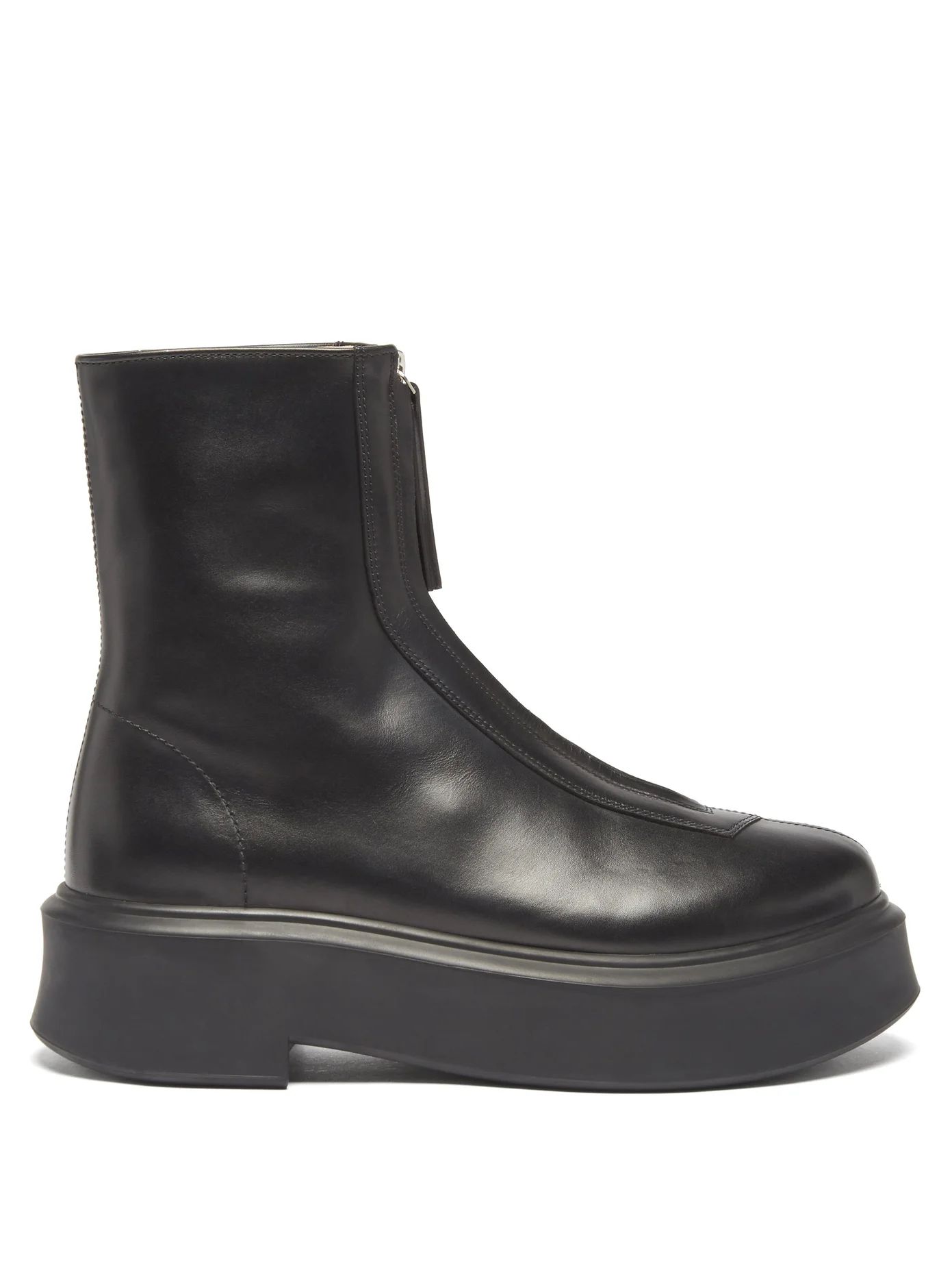Zip-front leather ankle boots | Matches (US)