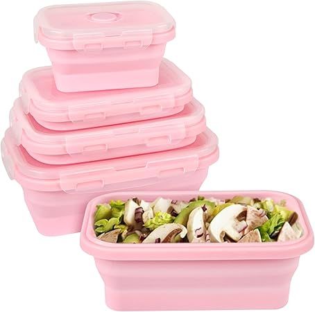 Keweis Silicone Food Storage Containers with Lids, Collapsible Silicone Lunch Box Bento Boxes, Me... | Amazon (US)