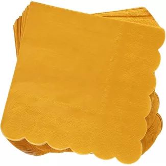 Juvale 100 Pack Mustard Yellow Scalloped Disposable Paper Cocktail Napkins 5 x 5 Folded, 2 Ply | Target