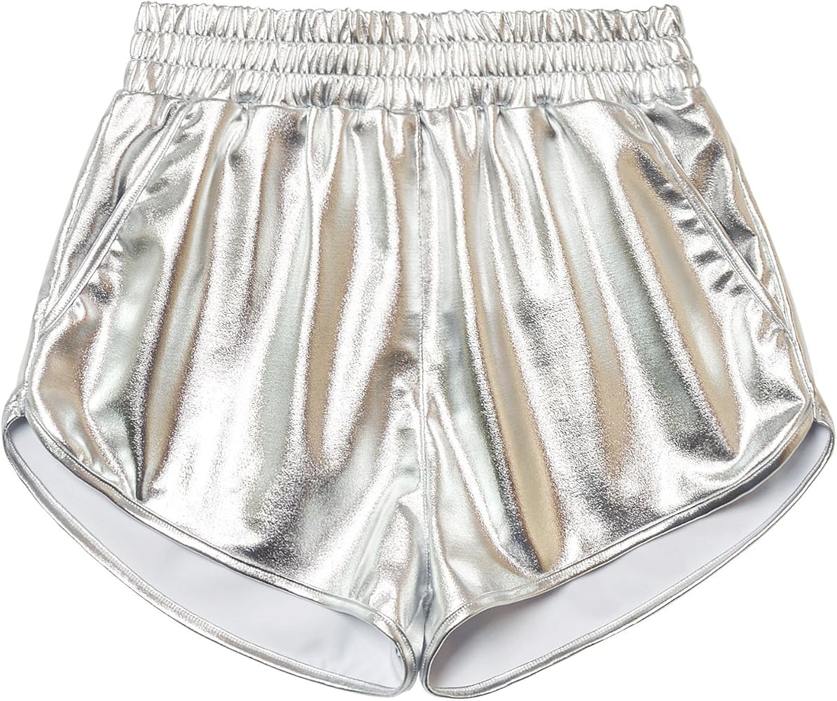 Perfashion Girls Metallic Shorts Sparkly Shiny Hot Pants Gold/Silver/Pink Outfit | Amazon (US)
