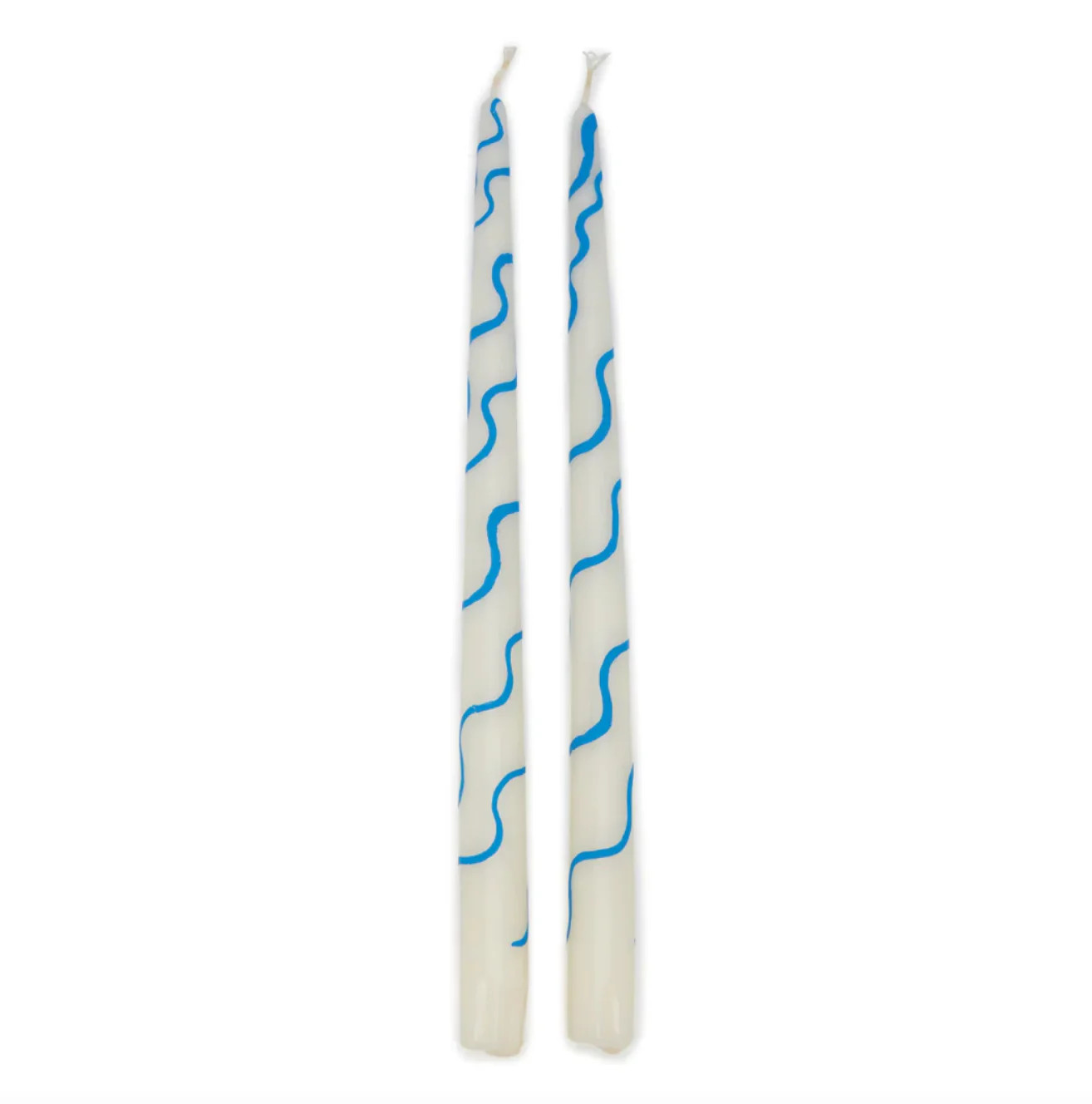 Blue & White Squiggle Taper Candles, Set of 2 | Blue Print