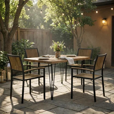 5-Piece Modern Outdoor Dining Set With Acacia Wood Table And Chairs, For Patio And Backyard Gatherings | Wayfair North America