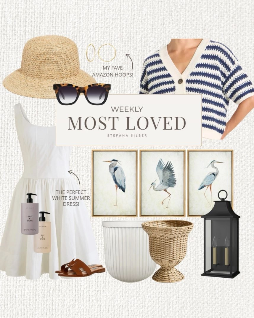 Summer home decor and fashion we loved this week. Blue and white coastal vibes, outdoor decor, and more!

summer dress, stripes, coastal wall art, salt and stone, Pottery Barn, Wayfair, sunglasses, sun hat, Stefana Silber 

 #LTKSeasonal #LTKHome #LTKStyleTip