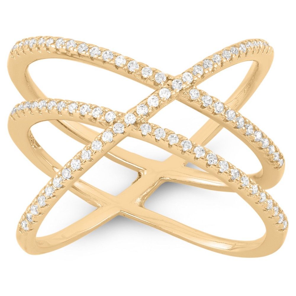 0.4 CT. T.W. Double Cross-over X Ring In 14K Gold Over Silver - (7), Women's, Yellow | Target