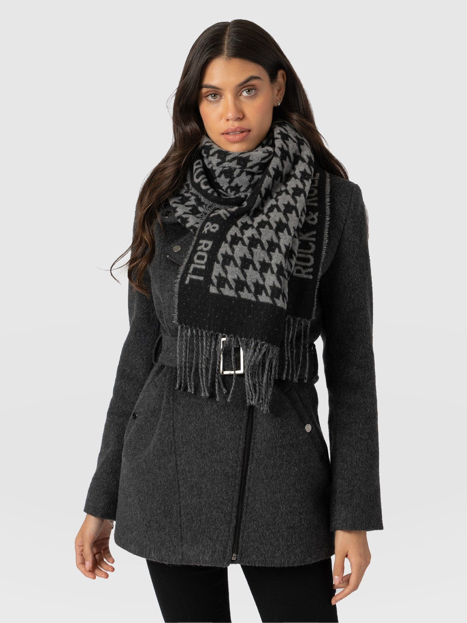 Rock Houndstooth Scarf - Black/Grey | Saint + Sofia