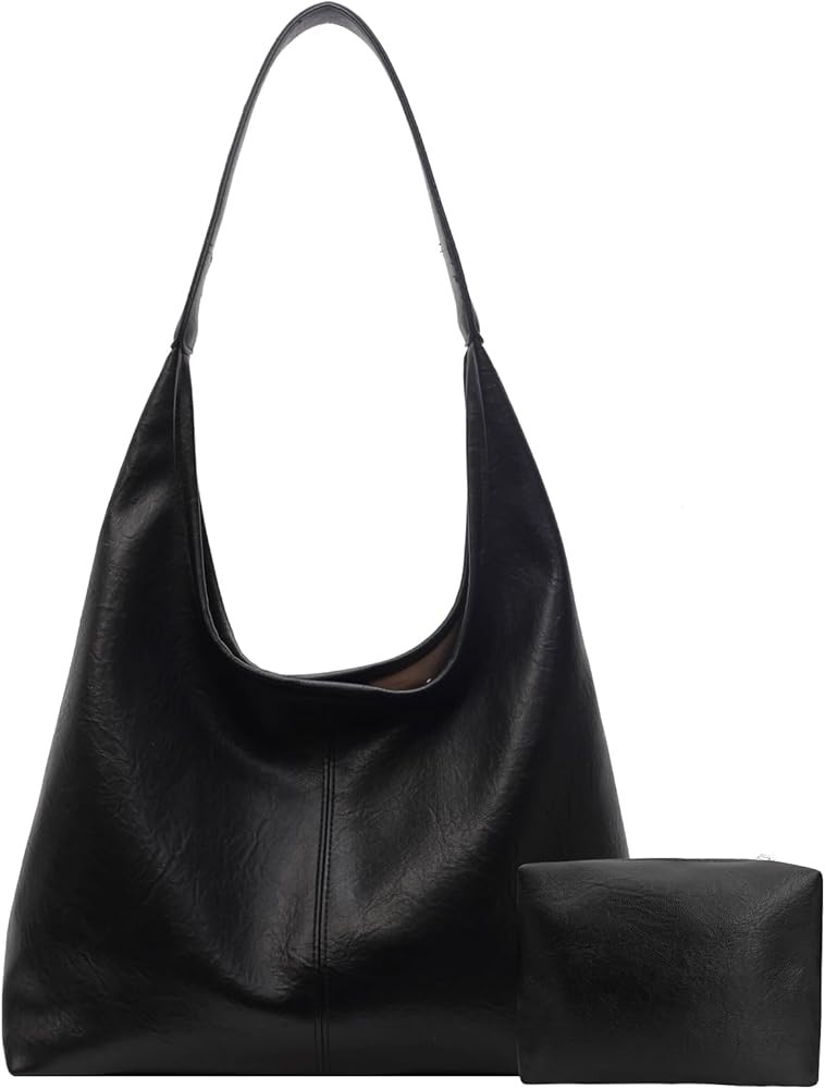 Leather Hobo Bags for Women Slouchy Tote Bag Retro PU Leather Purse Soft Shoulder Handbags Large ... | Amazon (US)