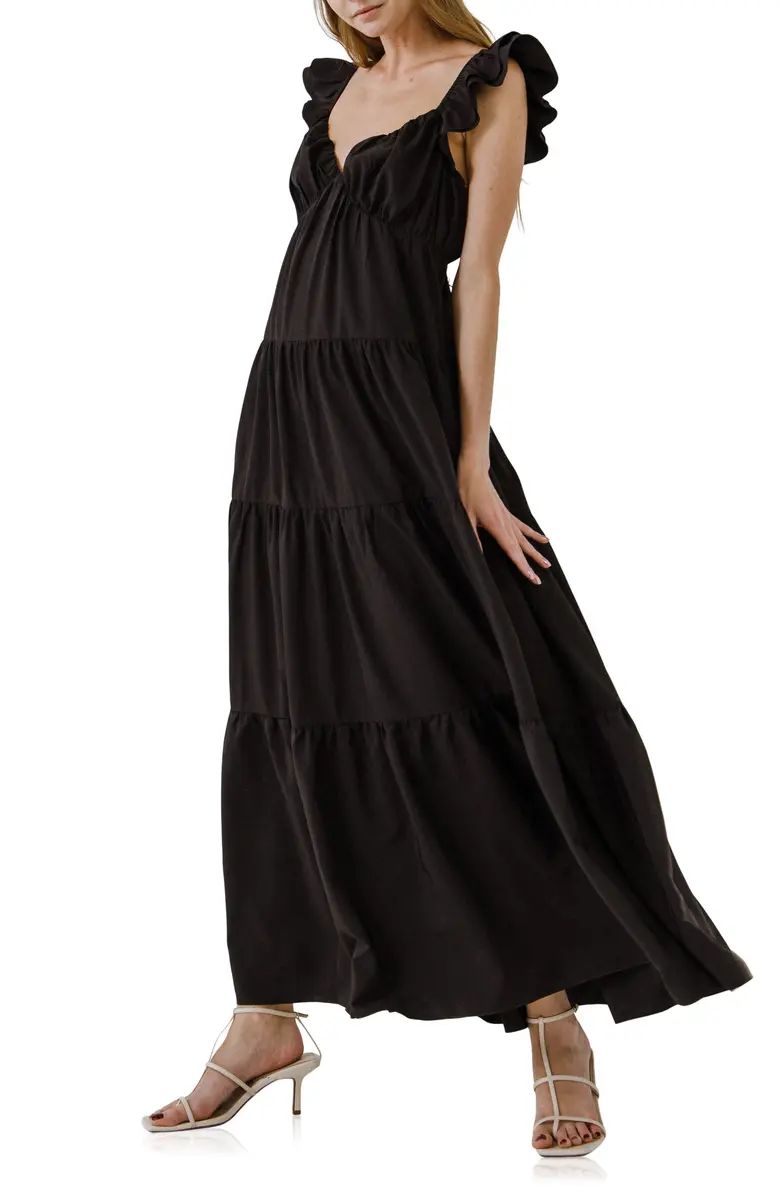 Ruffle Sleeve Maxi Dress | Nordstrom