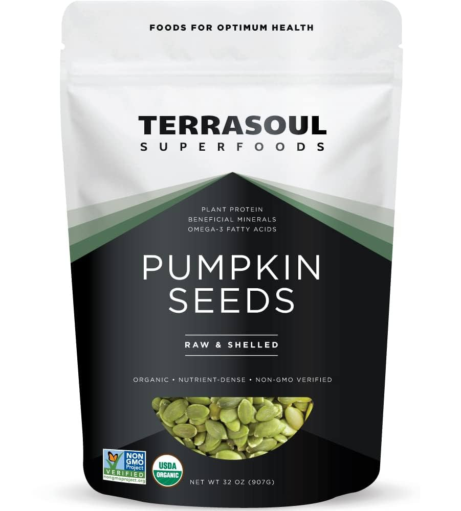 Terrasoul Superfoods Organic Pumpkin Seeds, 2 Lbs - Premium Quality, Shelled, Raw, Unsalted | Amazon (US)