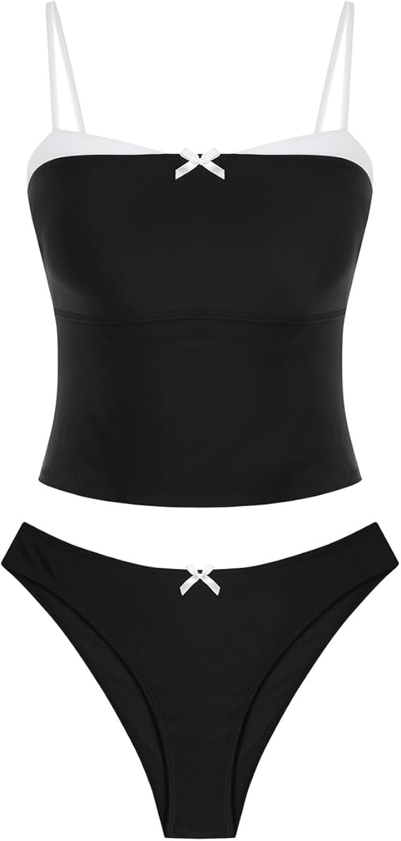 ZAFUL Cute Tankini Swimsuits for Women Retro Y2K High Cut Two Piece Bathing Suit 2026 Beach Swimw... | Amazon (US)