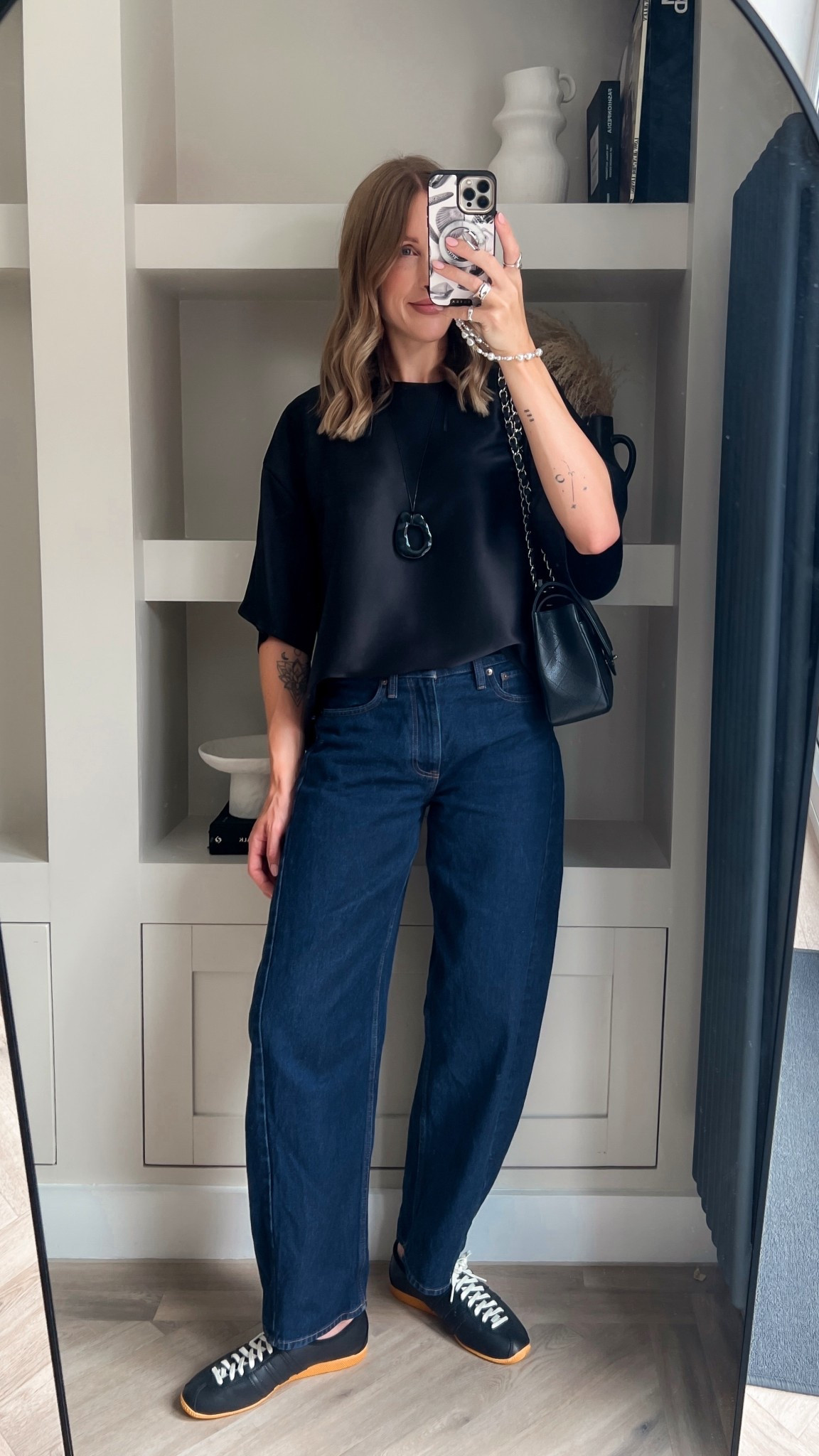 Abercrombie barrel leg jeans - 25% off today - autumn denim - silk t-shirt - adidas Japan trainers 

#LTKsale #LTKuk #LTKautumn