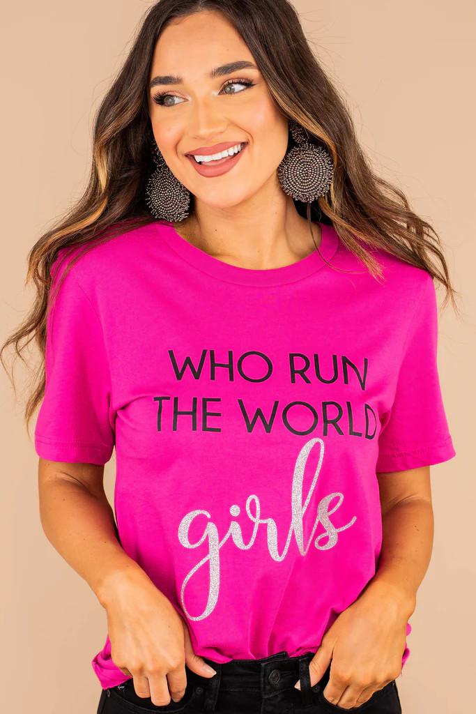 Who Run The World Berry Pink Graphic Tee | The Mint Julep Boutique