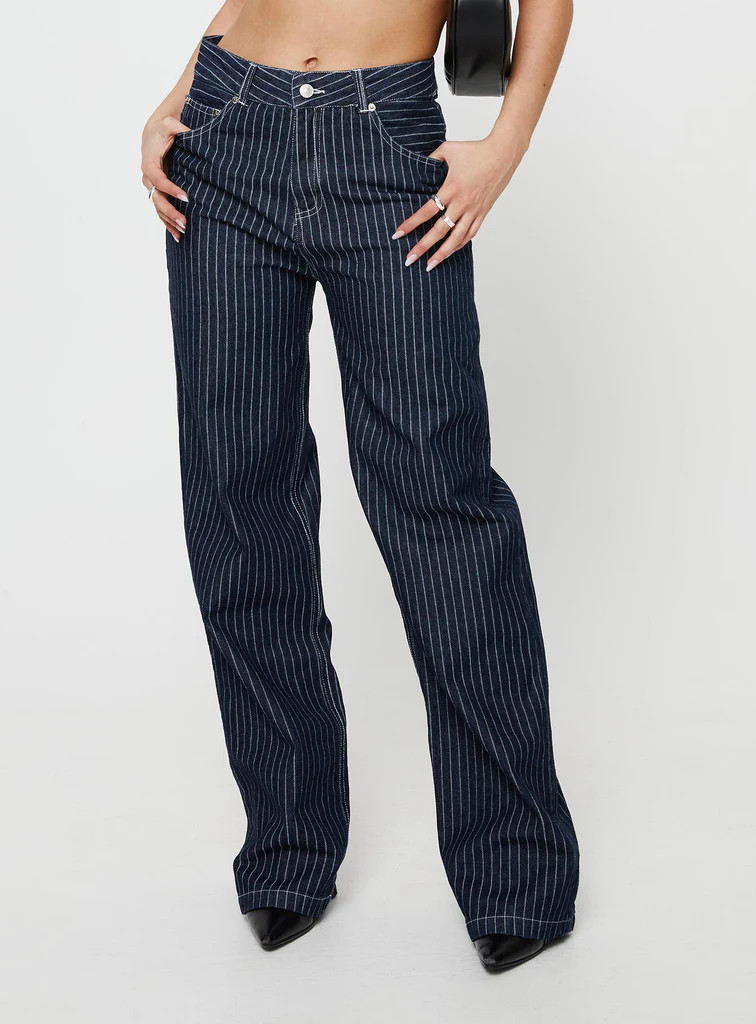 Rathlyn Pinstripe Jeans Dark Denim | Princess Polly US