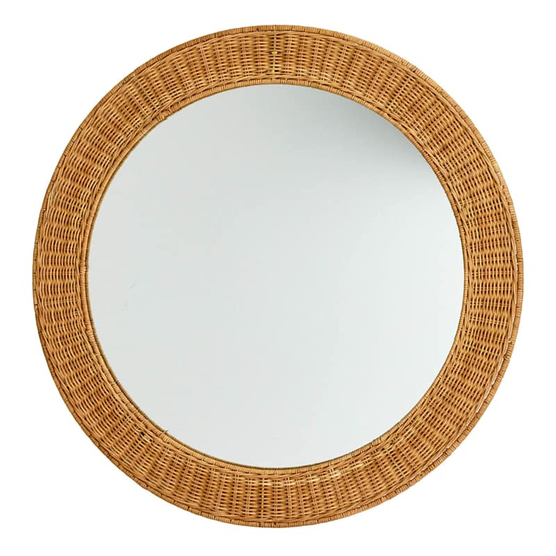 Rattan Round Wall Mirror, 30" | At Home