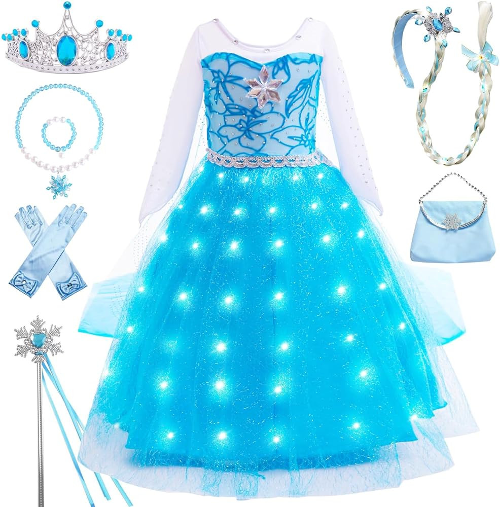 Princess Dress for Girls | Sparkly Cape & Crown | Ages 3-10 | Birthday, Halloween, Party Costume | Amazon (US)