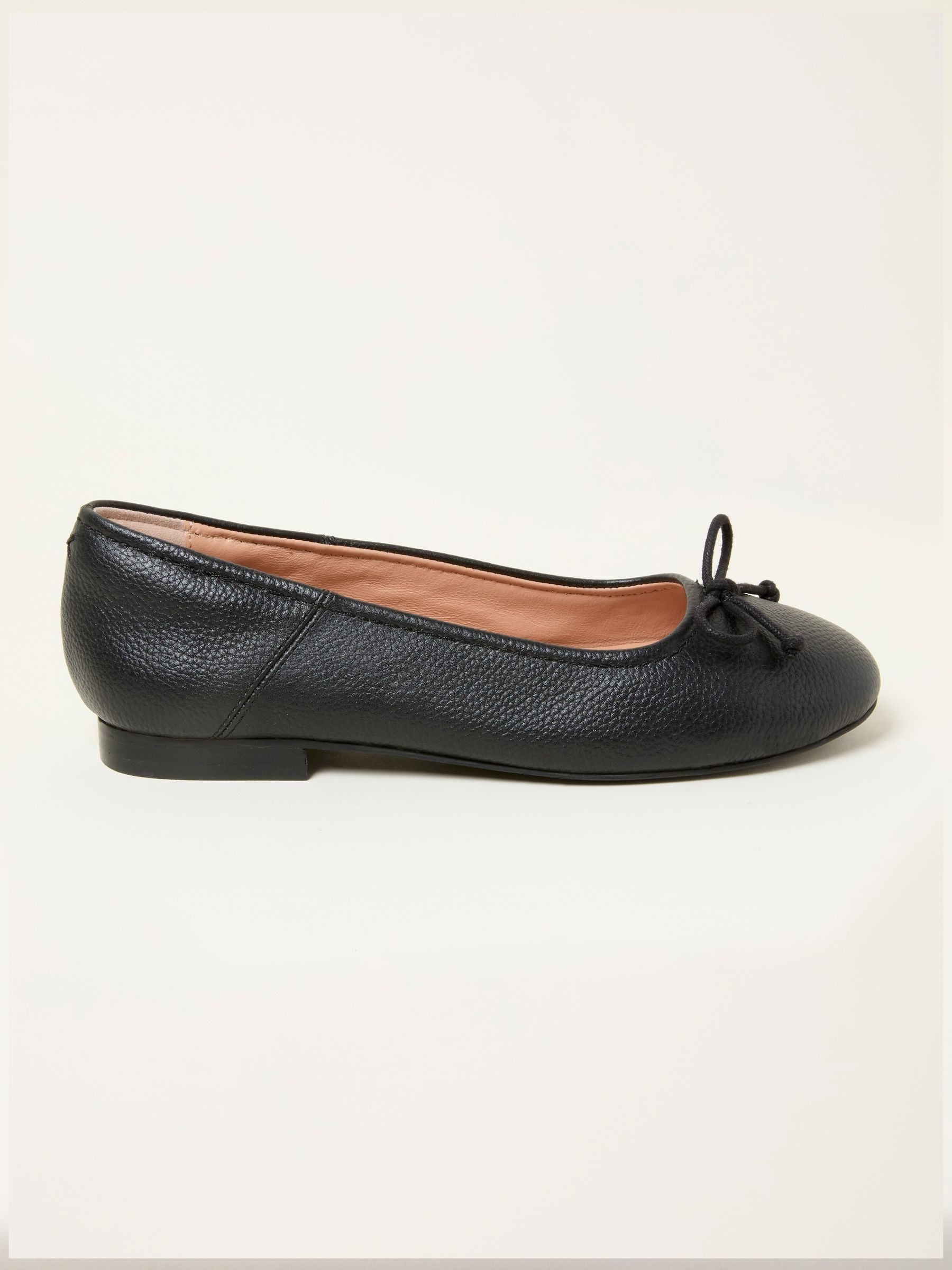 Black Leather Ballerina Pump | Fat Face
