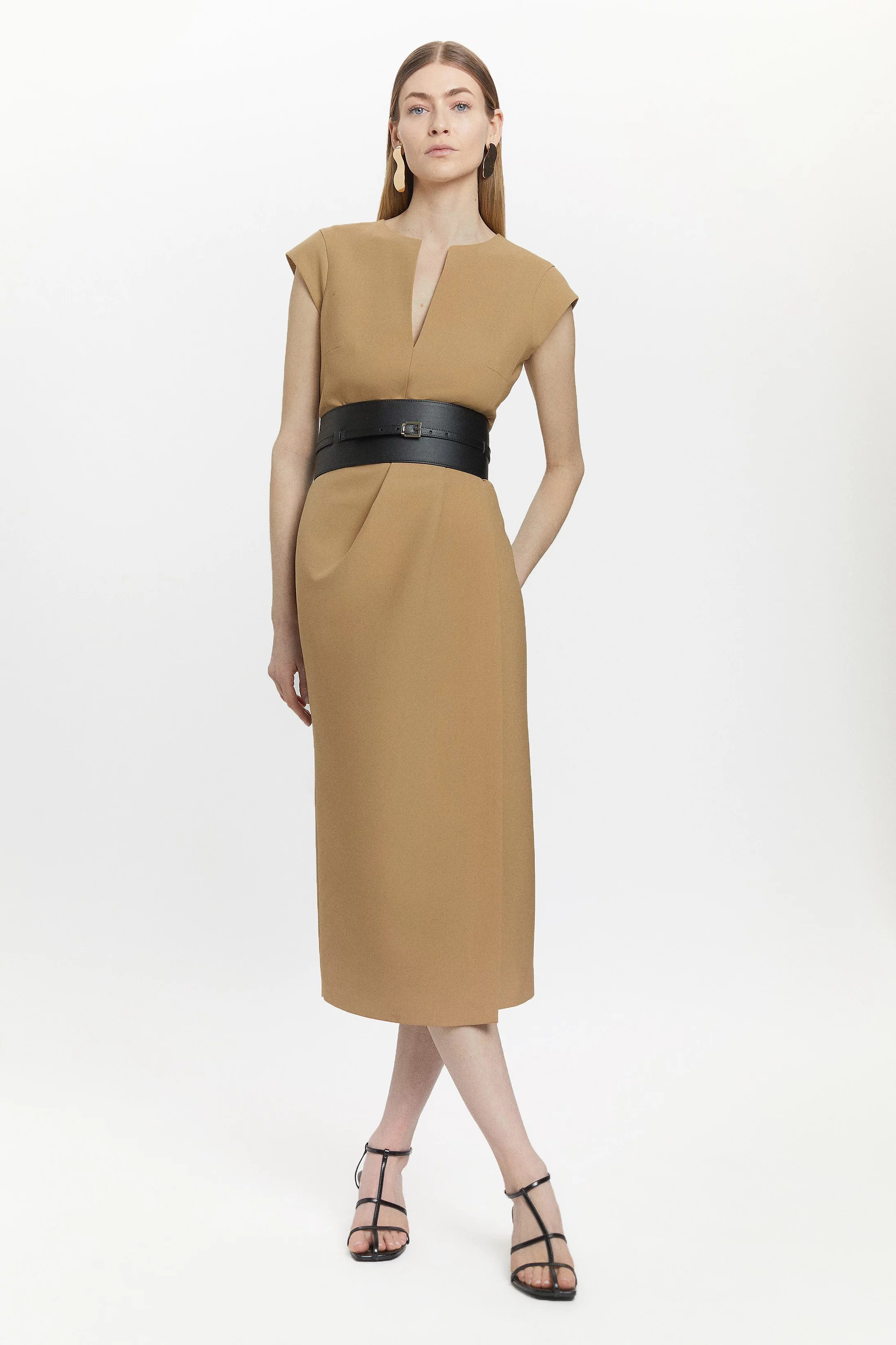 Wool Blend Midi Dress | Karen Millen US