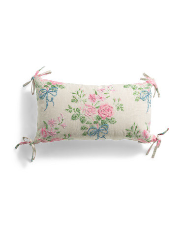 14x24 Rose Bows Embroidered Pillow | TJ Maxx