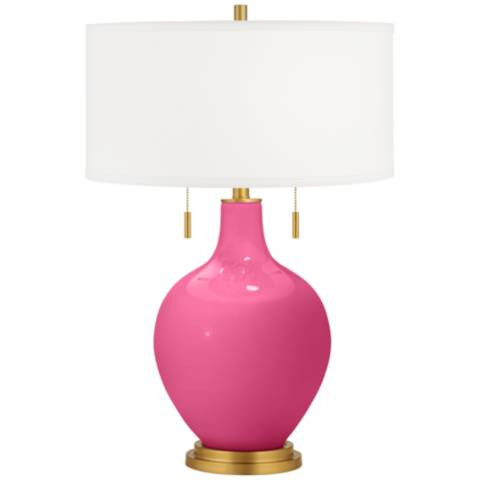 Color Plus Toby Brass 28" High Modern Glass Blossom Pink Table Lamp | Lamps Plus