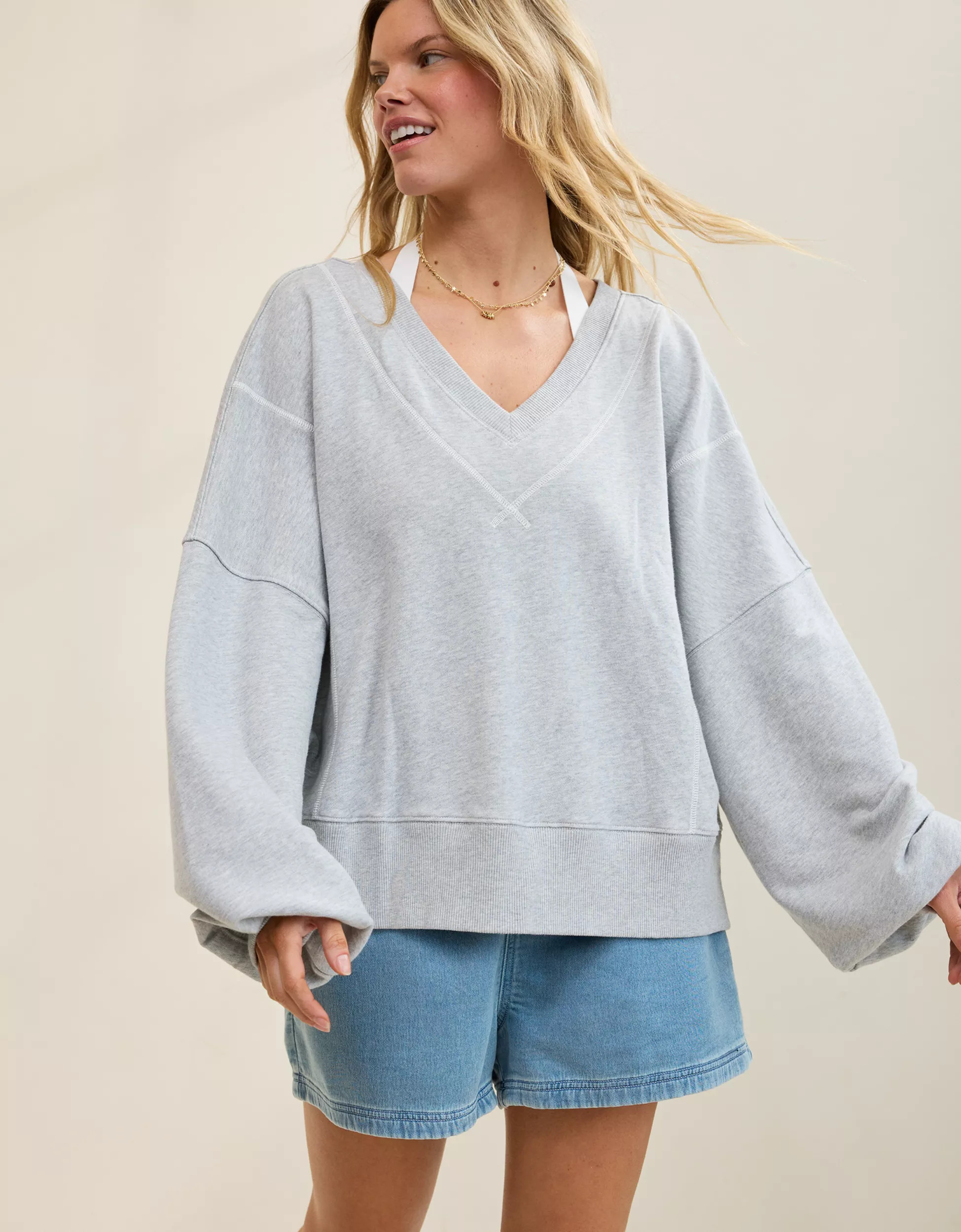 Aerie Go-To V Neck Sweatshirt | Aerie