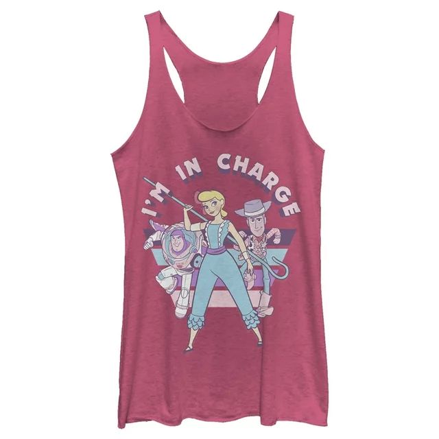 Women's Toy Story Bo Peep In Charge  Racerback Tank Top Pink Heather Large | Walmart (US)