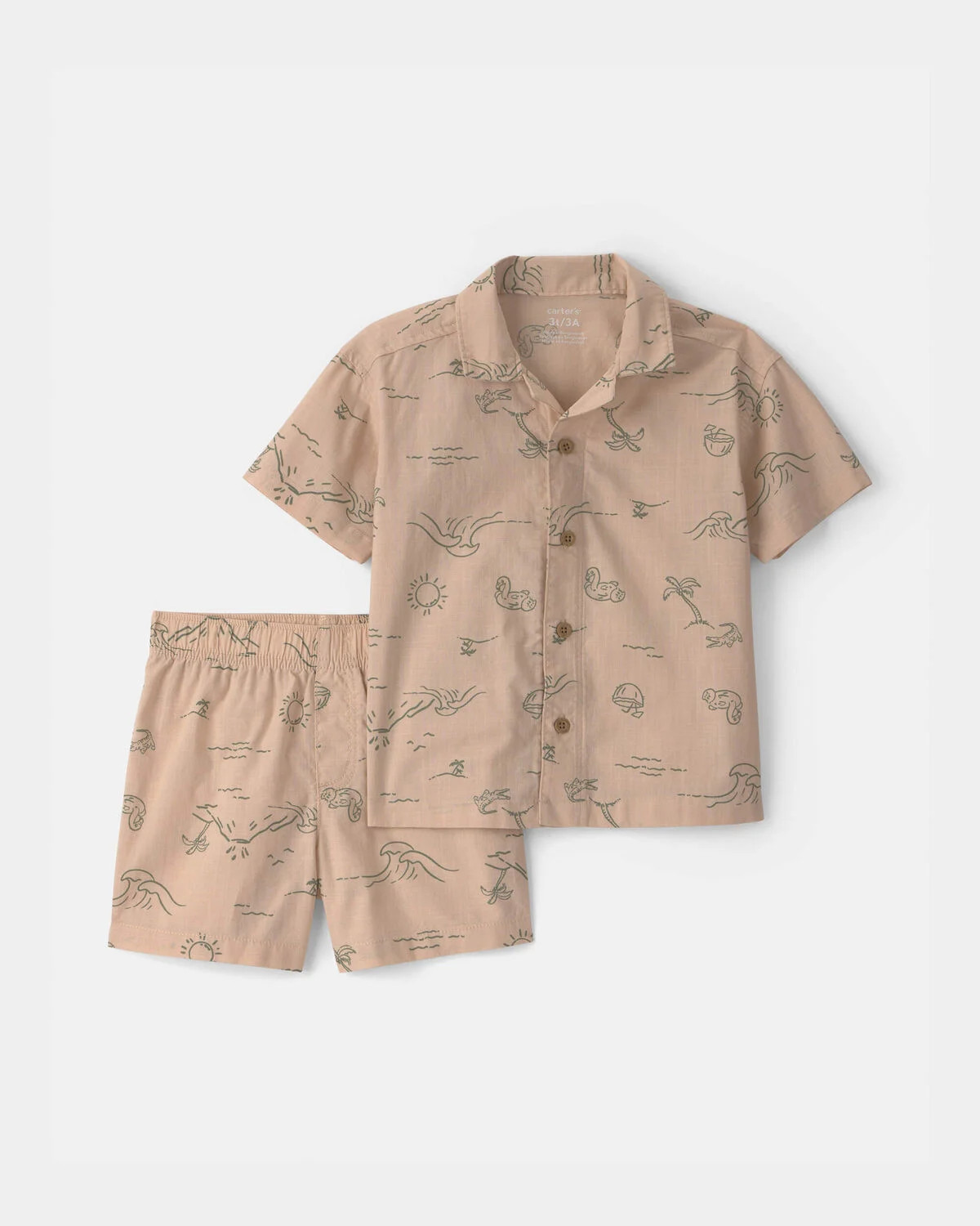 Toddler Boy 2-Piece Island Top & Short Set - Tan | Carter's Inc