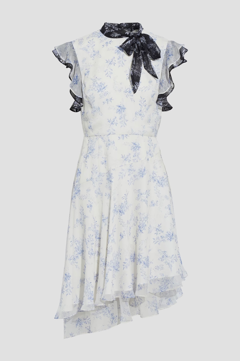 Asymmetric tie-neck tiered floral-print chiffon dress | The Outnet (US and CA)