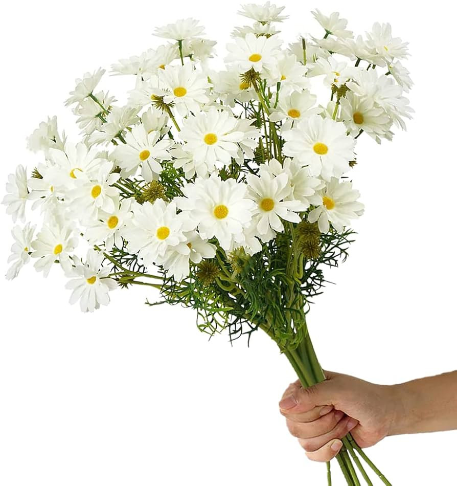 15 Bundles Artificial Flowers White Artificial Daisy Flowers UV Resistant Outdoor Fake Wildflower... | Amazon (US)