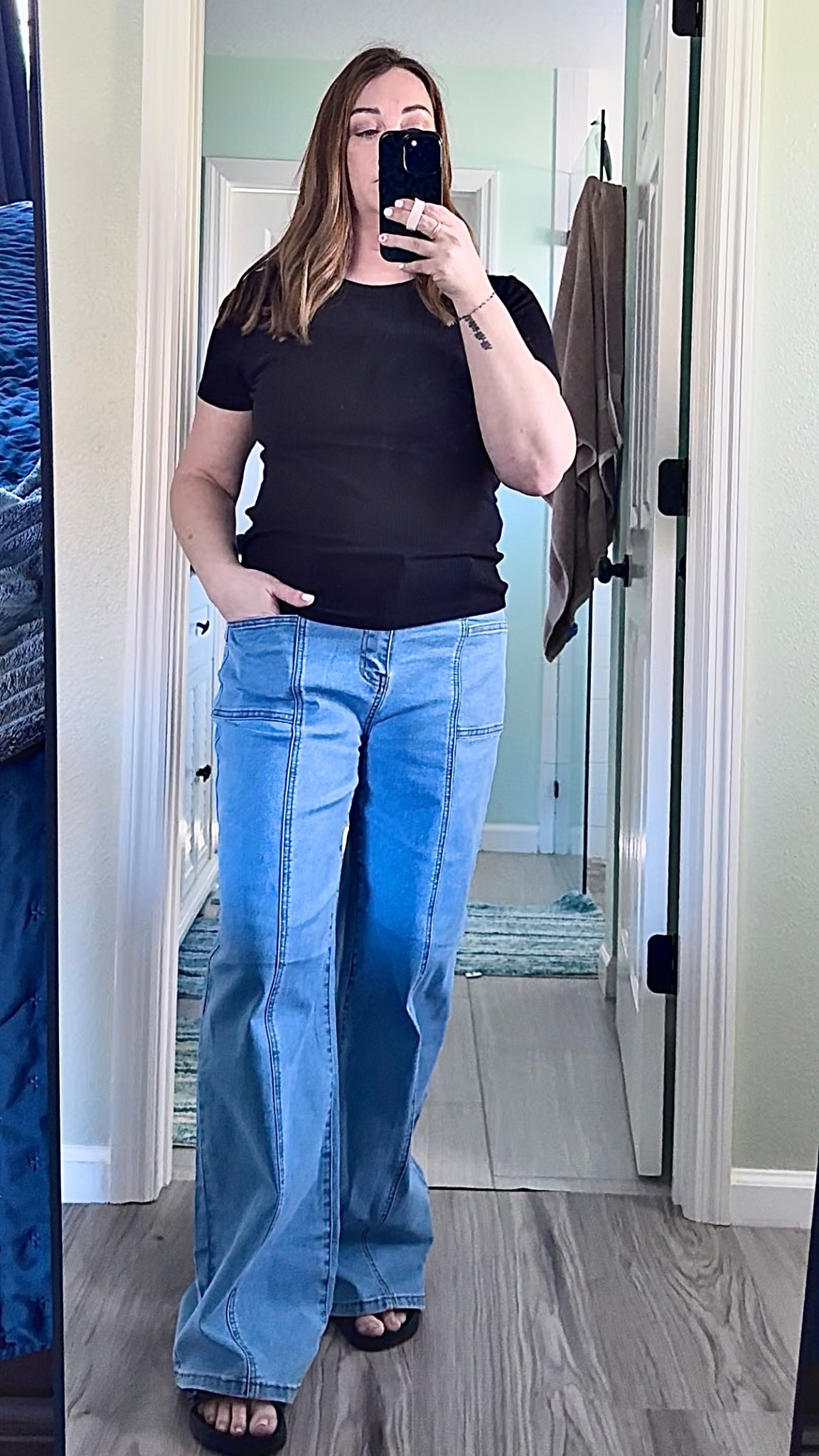 Wide leg jeans are officially my comfort era staple. ✨

These high-waisted, light wash wide leg denim jeans give that effortless “cool mom but make it elevated” vibe. The front seam detail elongates the legs (yes please 🙌), and the relaxed fit makes them insanely comfortable without losing shape.

They’re the perfect blend of structured + laid-back — easy to dress up with a fitted top or keep casual with a basic tee and slides. If you’ve been looking for flattering wide leg jeans that don’t cling, pull, or feel stiff… these are it.



#widelegjeans #highwaistedjeans #lightwashdenim #momstyleover40 #comfortabledenim #everydayoutfit #casualchic #denimstyle

#LTKOver40 #LTKootd