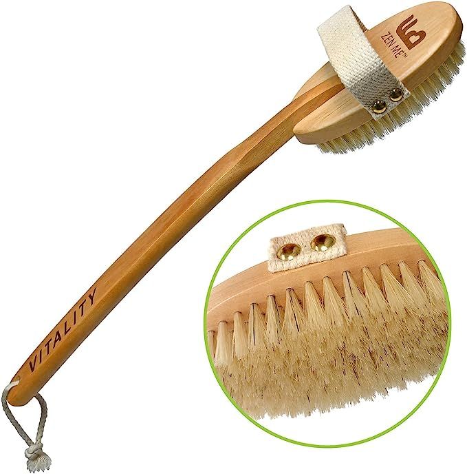 ZEN ME Premium Dry Brushing Body Brush for Glowing Tighter Skin, Plastic-Free Boar Bristle Bath B... | Amazon (US)