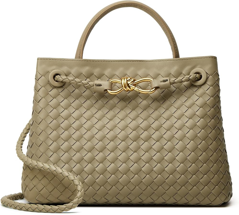 Woven Tote Bag Womens Purse: Vegan Leather Shoulder Handbags - Fashion Summer Beach Tote Bags - L... | Amazon (US)