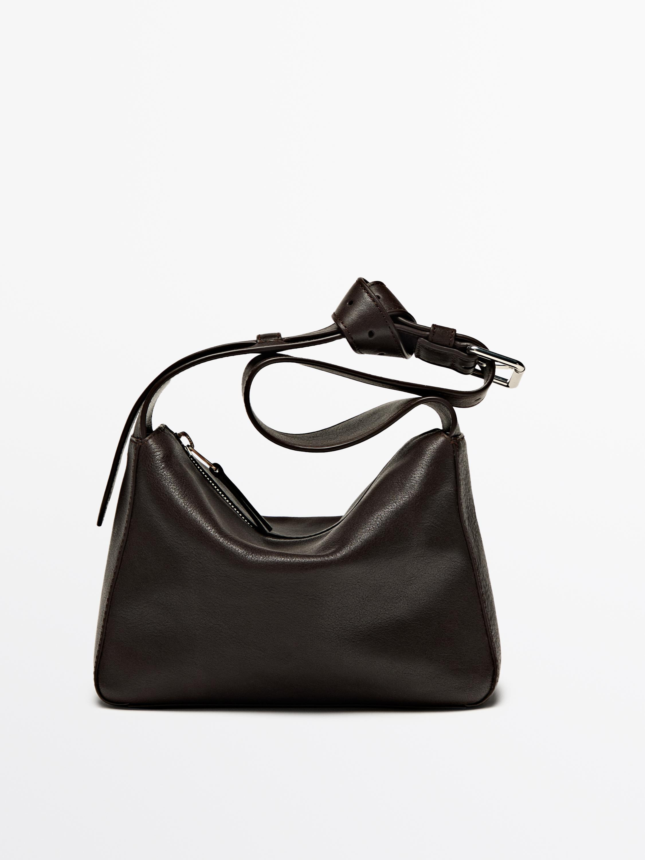 Nappa leather crossbody bag with zip | Massimo Dutti US