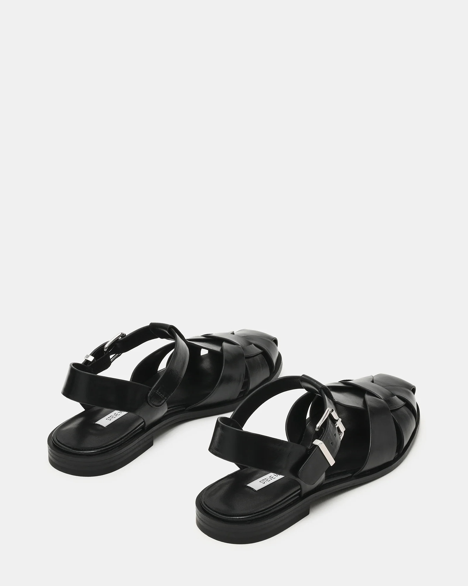 FISK Black Leather Caged Fisherman Women's Flat | Steve Madden (US)