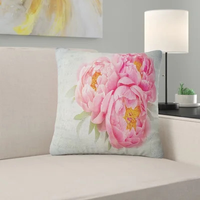Floral Peony Flowers Pillow | Wayfair North America