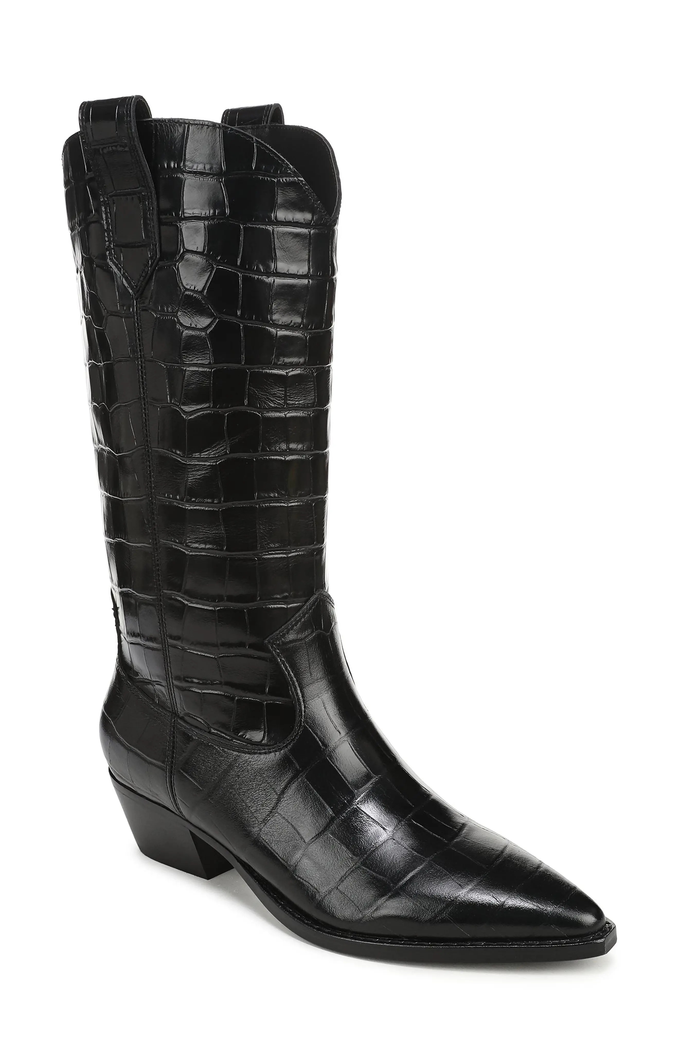 Nordstrom Georgia Croc Embossed Leather Boot in Brown Chicory at Nordstrom, Size 5.5 | Nordstrom