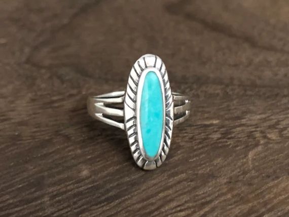 Southwest Style Turquoise Ring // Turquoise Silver Ring // 925 Sterling Silver | Etsy (US)
