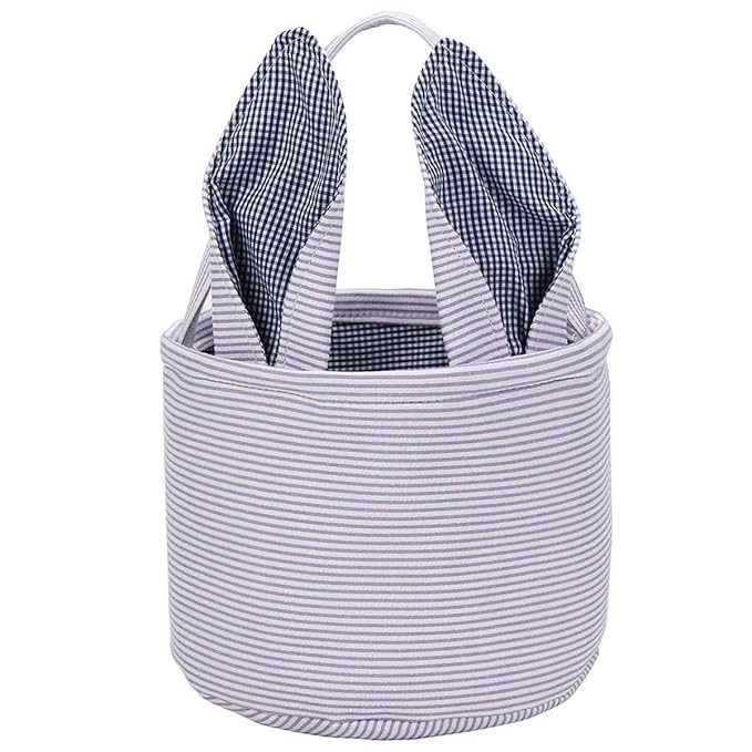 Easter Basket Seersucker Egg Hunt Bunny Baskets for Kids with Cute Rabbit Ears Stripe Storage Gif... | Amazon (US)