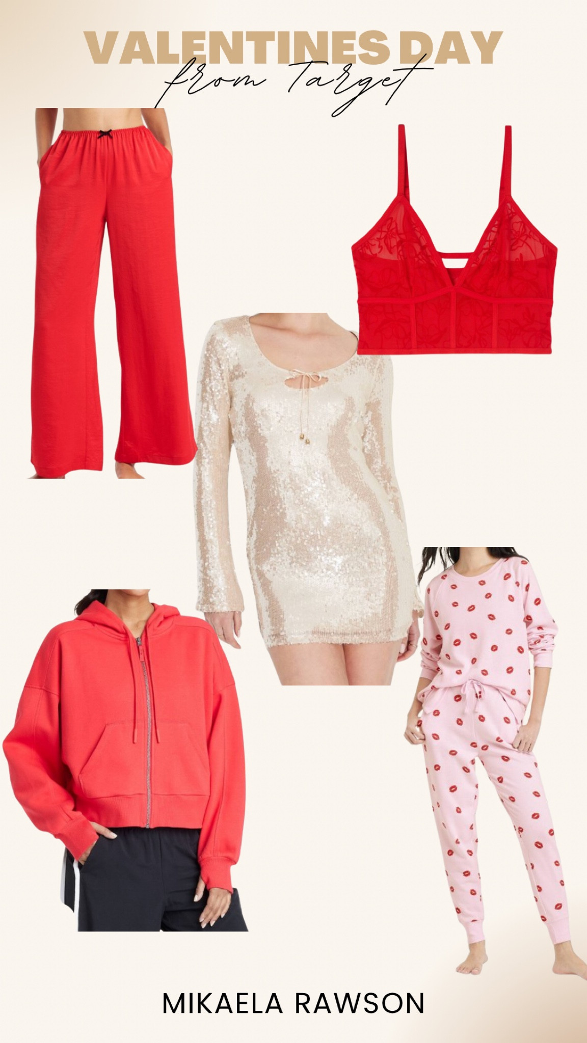 Valentine’s Day outfits from Target ❤️

Valentine’s Day pajamas. Valentine’s Day two piece set. Valentine’s Day lingerie. Red lingerie. Red pants. Red pajama pants. Gold sequin dress. Gold mini dress. Party dress  

#LTKSeasonal #LTKStyleTip #LTKBeauty